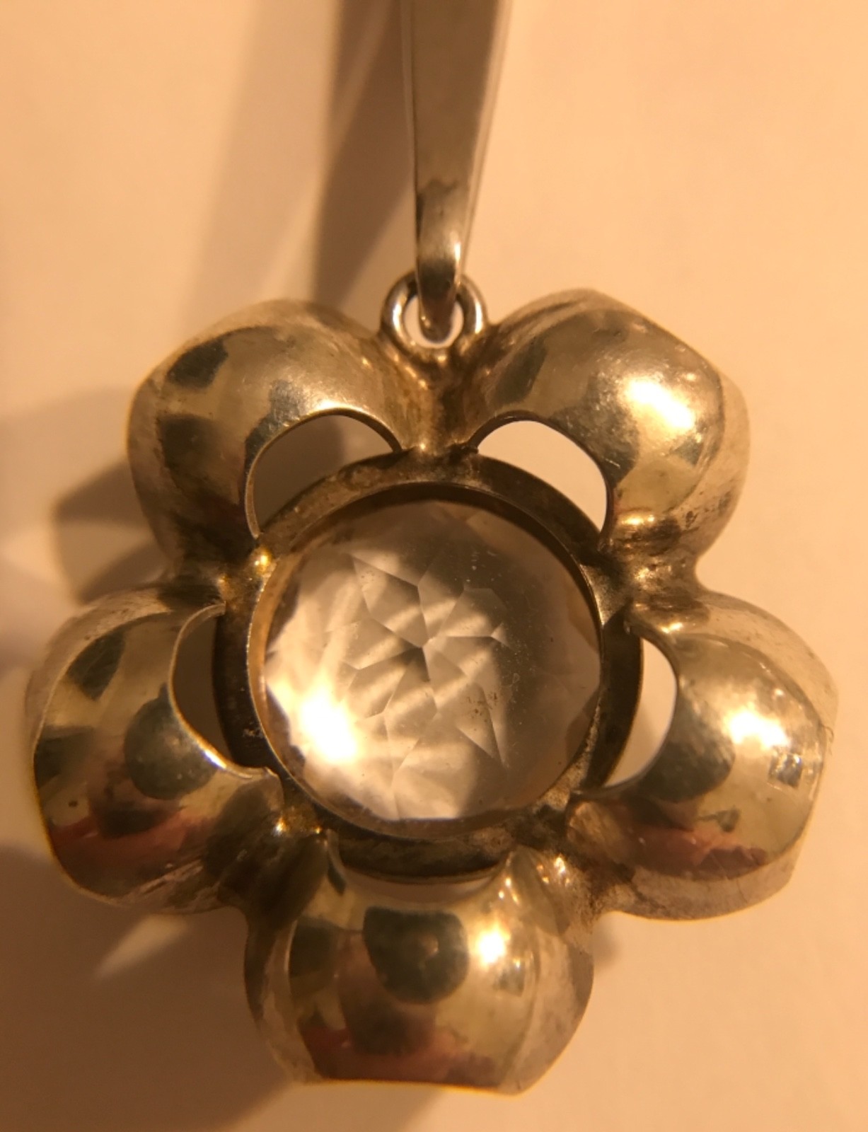 OXO H C Ostrem Scandinavian Sterling Modernist Crystal Necklace Norway