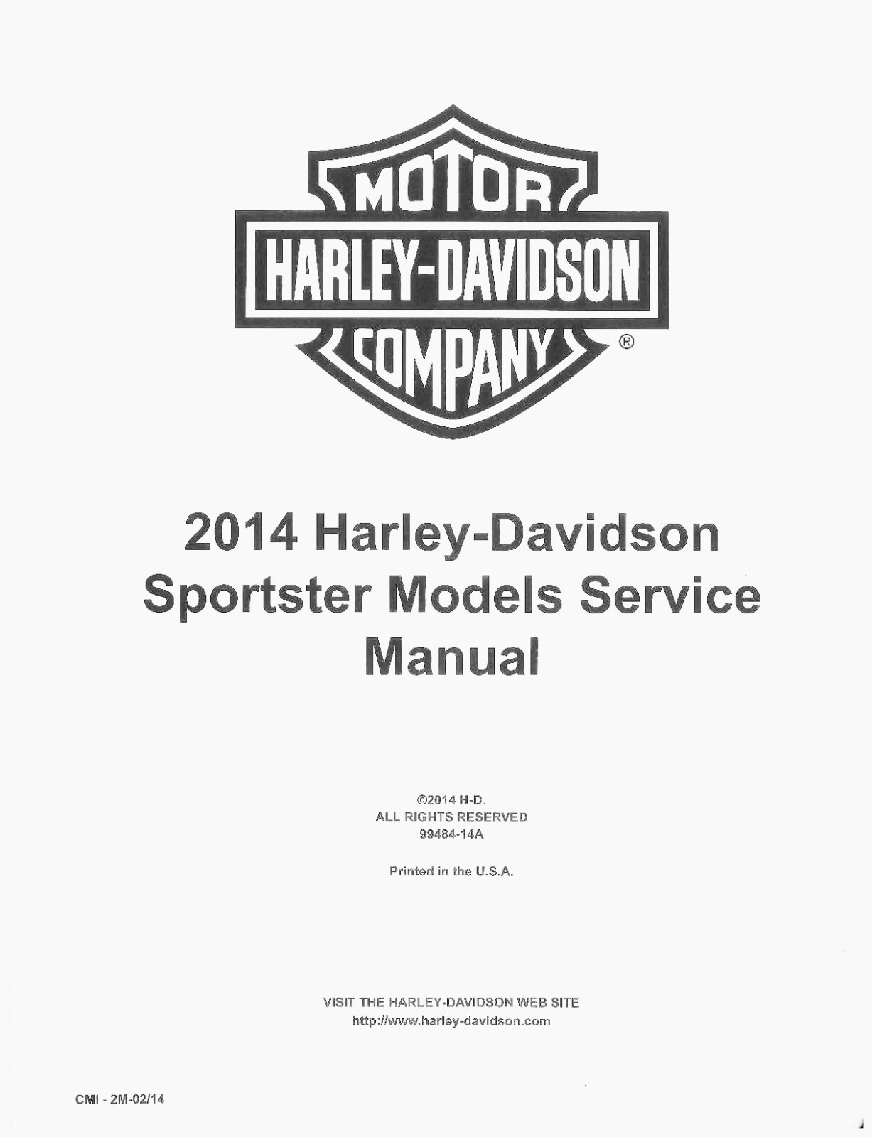 Paper Service Repair Work Shop Manual 2014 Harley Davidson