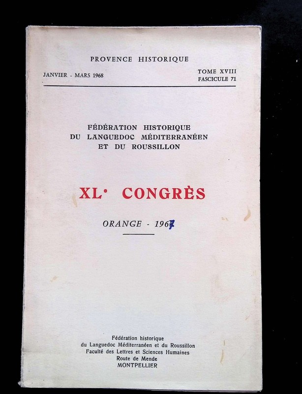 #167295 , FéDéRation Historique Du Languedoc MéDiterranéEn Et Du Roussillon Prov
