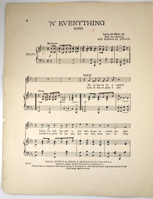 'N' Everything from 'Sinbad' by DeSylva, Kahn & Al Jolson Cover 1918 sheet music