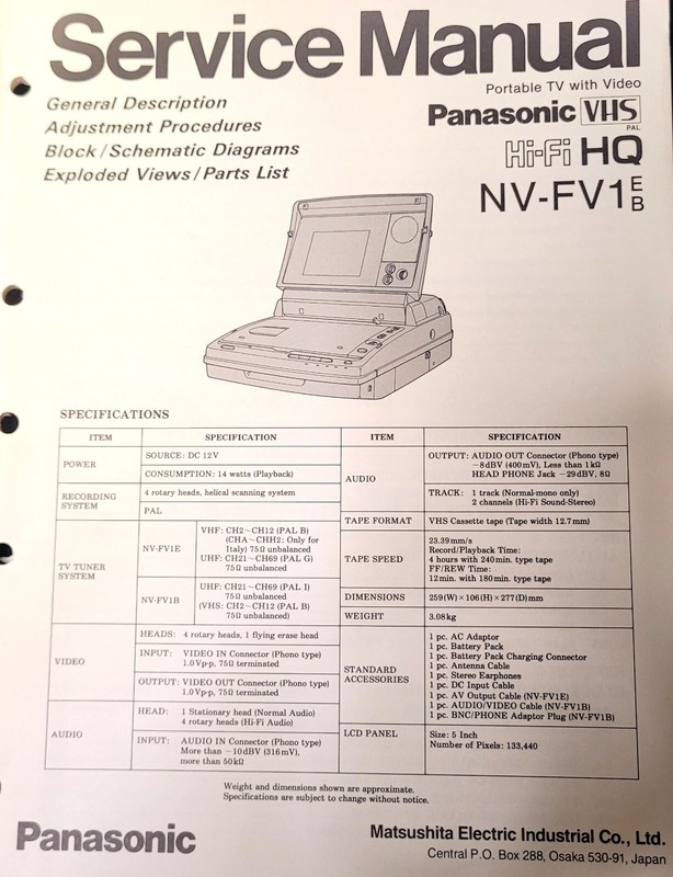 Service Manual Panasonic Nv-Fv1
