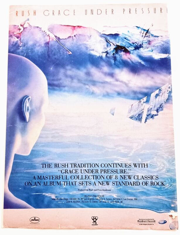 RUSH GRACE UNDER PRESSURE~1984 Vtg Album Promo Print Ad Advert Poster Pinup Art