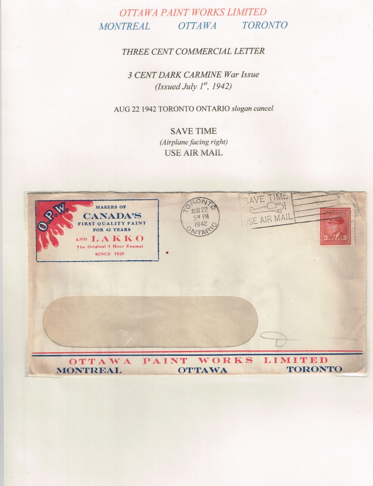 Canada 1942 3 cent War Issue 