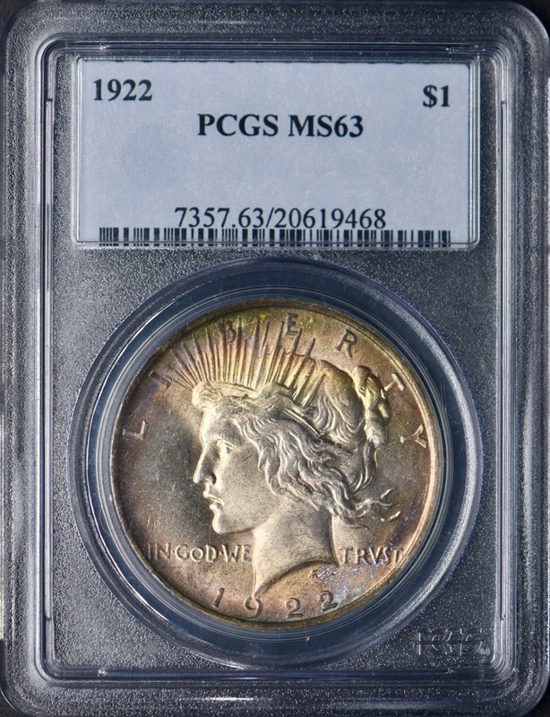 1922-P Peace Silver Dollar - PCGS MS 63 - GREAT