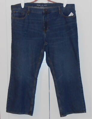 MEN'S OLD NAVY DARK WASH NON-STRETCH BOOT-CUT JEANS - SIZE 46X30