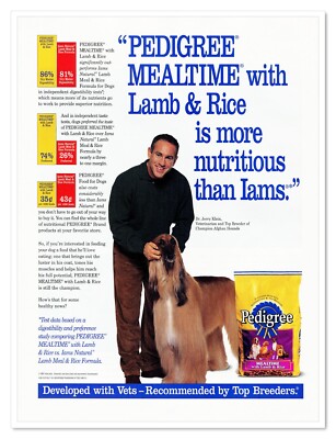 Pedigree Dog Food Dr. Jerry Klein Afghan Hounds Vintage 1997 Print Magazine Ad