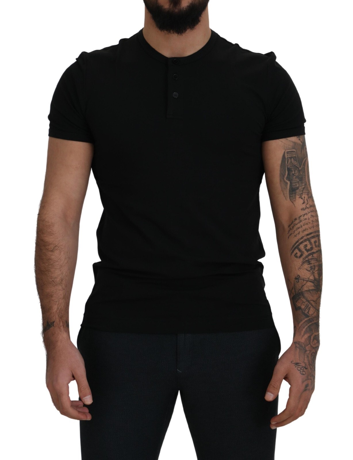 

DOLCE - GABBANA Футболка черная с короткими рукавами и круглым вырезом IT48/US38/ 340usd, Черный
