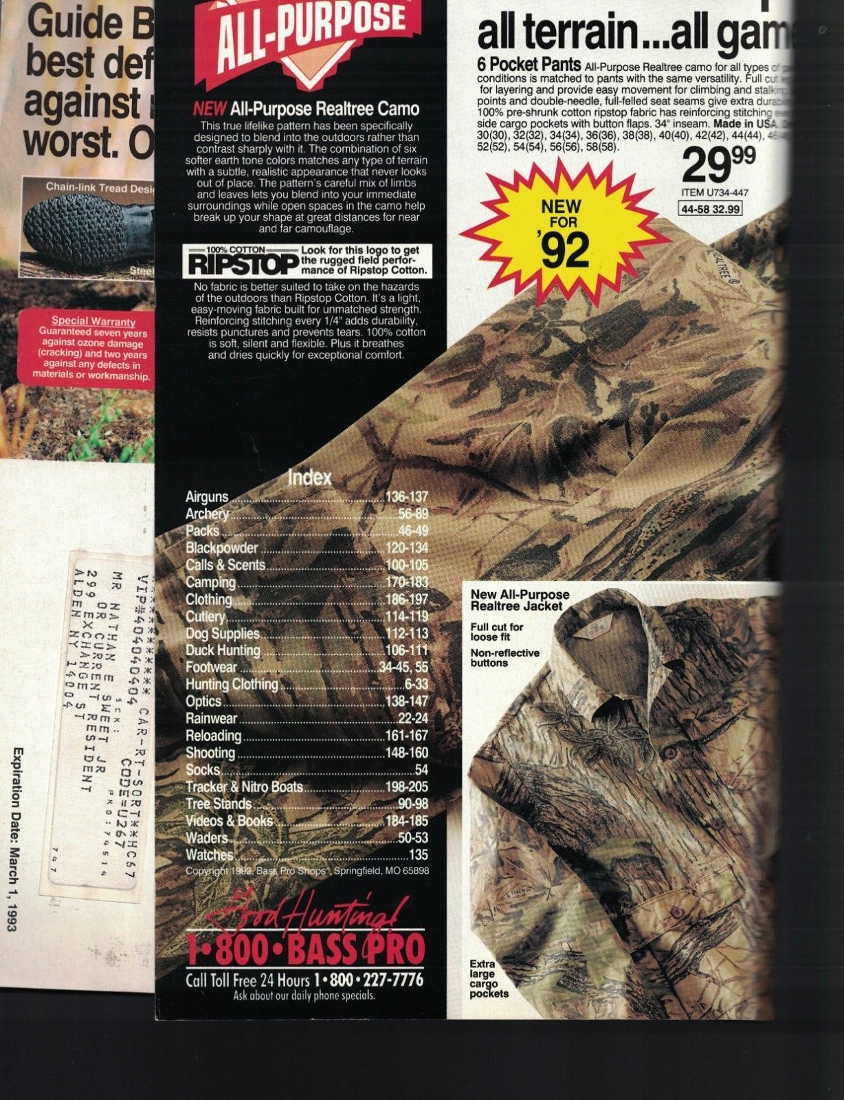 Bass Pro Shops 1992 Fall Hunting Catalog Archery Calls Clothing
