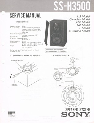 Sony SSH3500 Speaker System Service Manual MHC35005500 FHE828E829