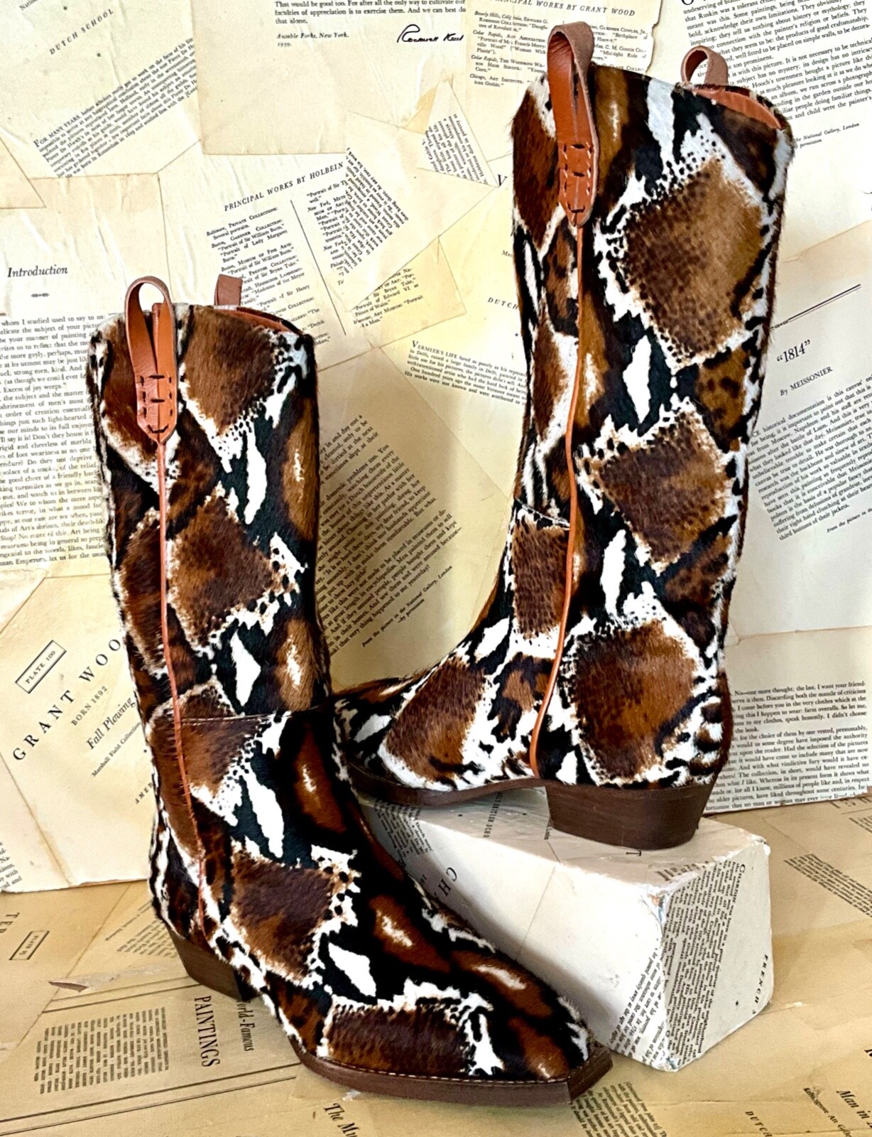 

Free People We The Free Montage Волосы на высоких ботинках Ocelot Черный Коричневый 39/9 НОВИНКА, Ocelot black brown, Montage Hair On Tall Boots