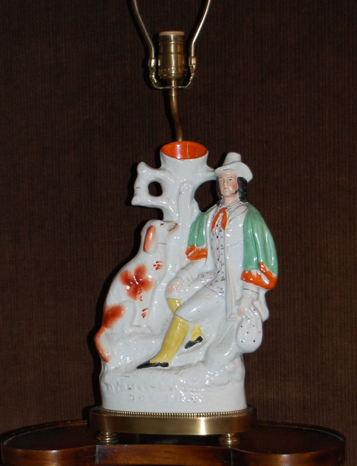 19th Century Staffordshire Spill Vase Mounted as a Lamp