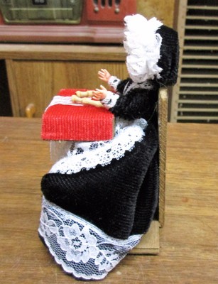 Vintage Brussels Lace Making Doll in Original Container - MINT