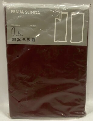 Ikea Fenja Slinga Floral Curtains Panels Pair Burgandy Red Green 200.790.35 NOS