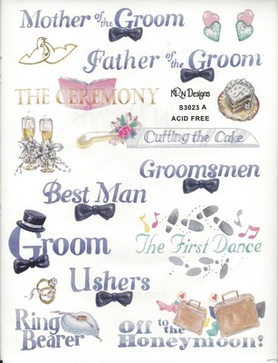 NRN Wedding Words Scrapbooking Stickers -  8.5 x 11 Groomsmen Best Man REDUCED