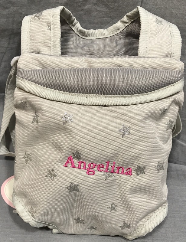 Pottery Barn Kids Gray Baby Doll Carrier Angelina Monogram Ebay