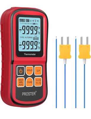 Proster Digital Thermocouple K-Type Thermometer Dual Channel Temperature Meter
