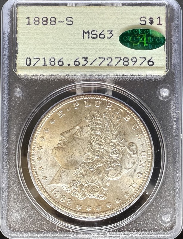 1888-S Morgan Dollar MS63 PCGS CAC Rattler (#PA7278976)