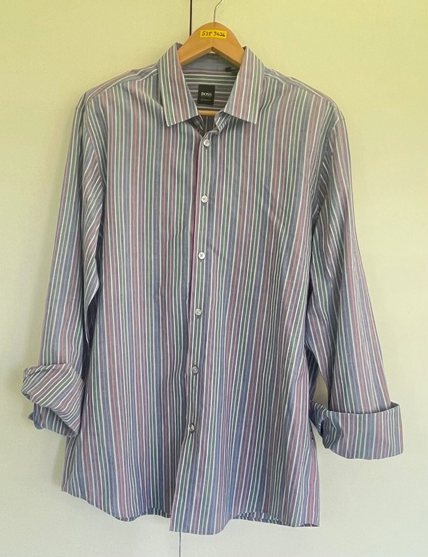 BOSS Hugo Boss Regular Fit Multicolored Striped Button Down Shirt XL