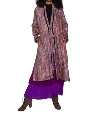 Pre-owned Carolina K Women's Robe Style Rua Coat In Multi Purple - Size S