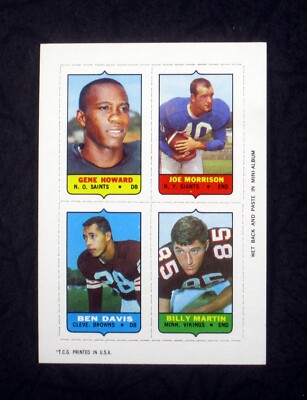 1969 TOPPS 4-in-1 Ben Davis / Joe Morrison / Gene Howard / Billy Martin VG-EX