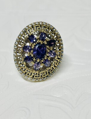 George's Amethyst Ring with CZ Accents Size 8