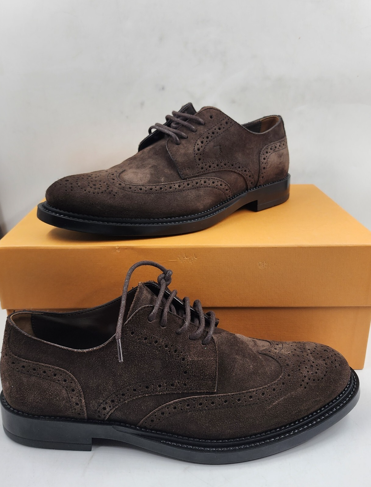 Tod's Bucature Forma Wingtip Derby Dress Shoe Men's 8.5 Dark Brown Lace Up - Picture 5 of 18