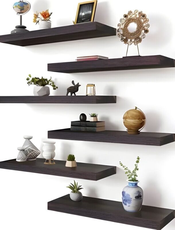 6 pack Rustic Wood Floating Shelves for Wall Decor Farmhouse