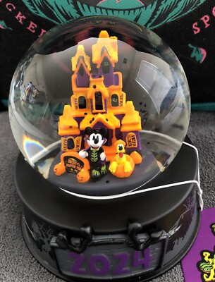 Disney Parks Mickey Mouse And Pluto Halloween 2024 Snow Globe