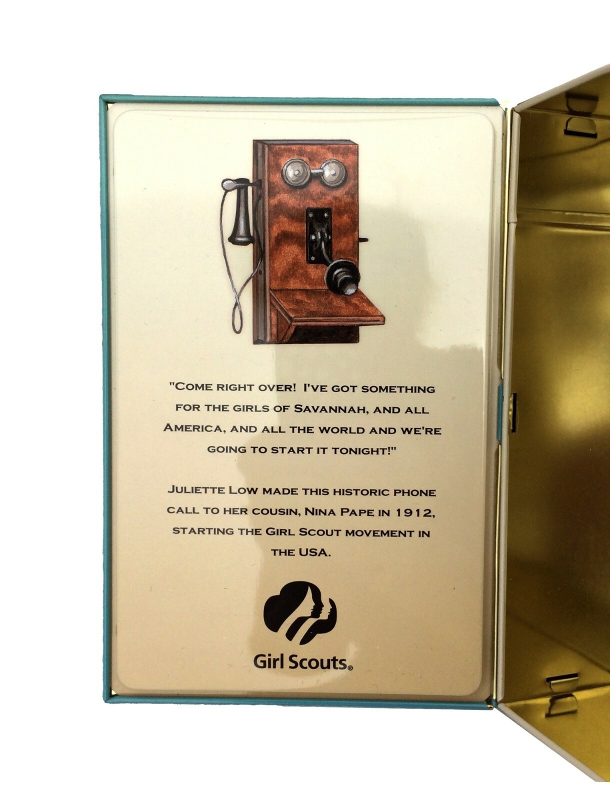 Girl Scout Beginnings Tin Book Container Juliette Low Commemorative Box