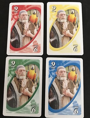 Cotton and Parrot Pirates of the Caribbean UNO  Cards, blue, red, blue, green