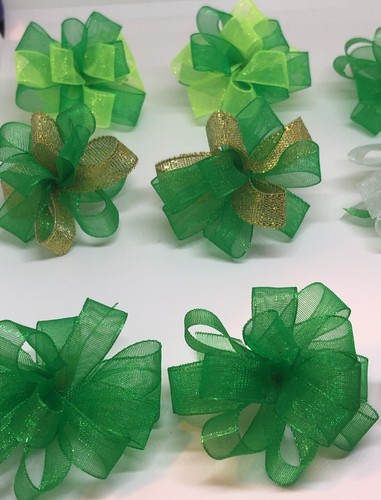 Dog Bows Pet Grooming Green St Patrick’s Day Top knot ear bows Collar Qty 12