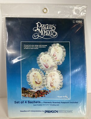 Paragon Needlecraft PRECIOUS MOMENTS 4 Sachets Kit #1090 Vintage NOS Unopened