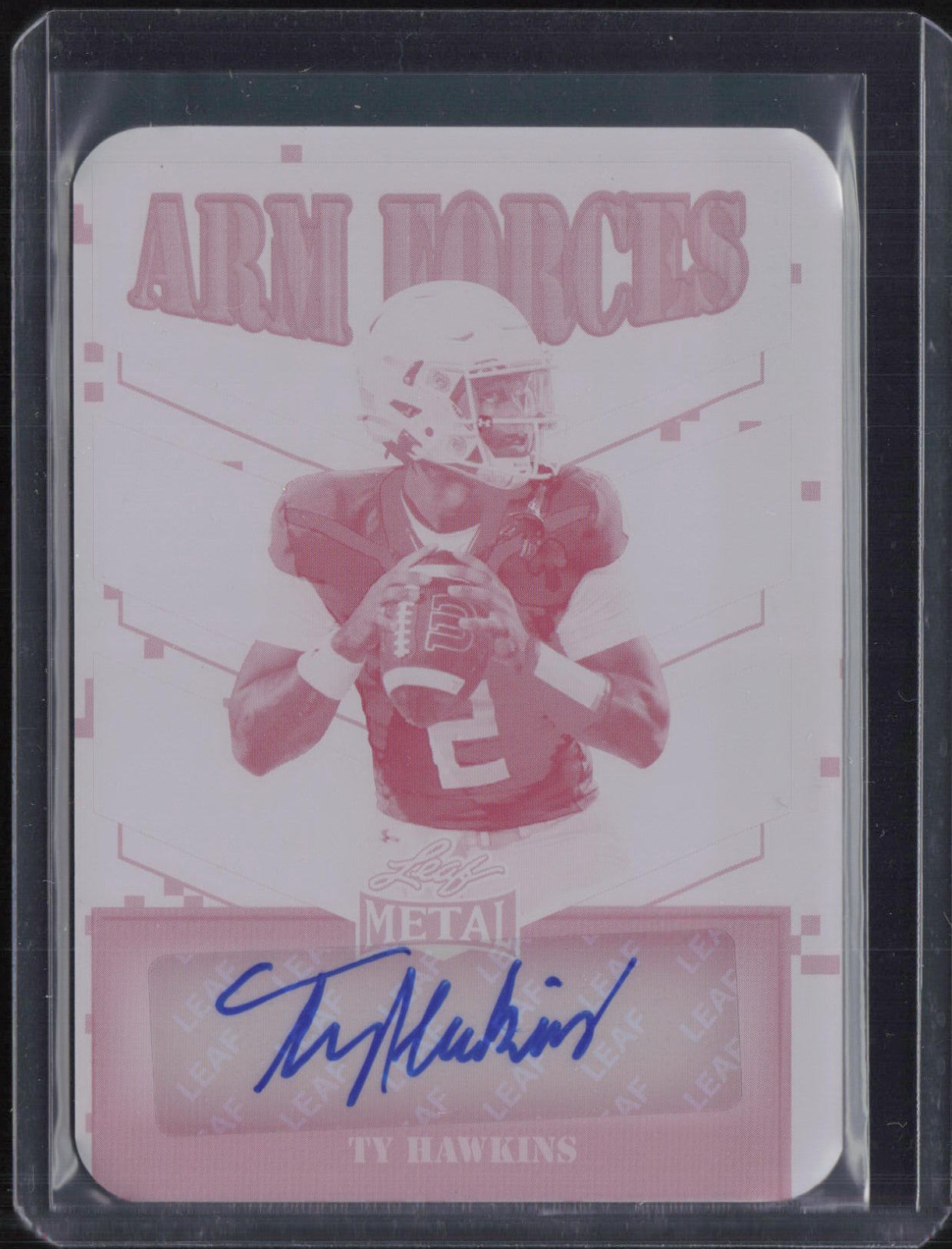 2025 Leaf Metal Arm Forces Magenta Printing Plate Ty Hawkins 1/1 Auto Autograph