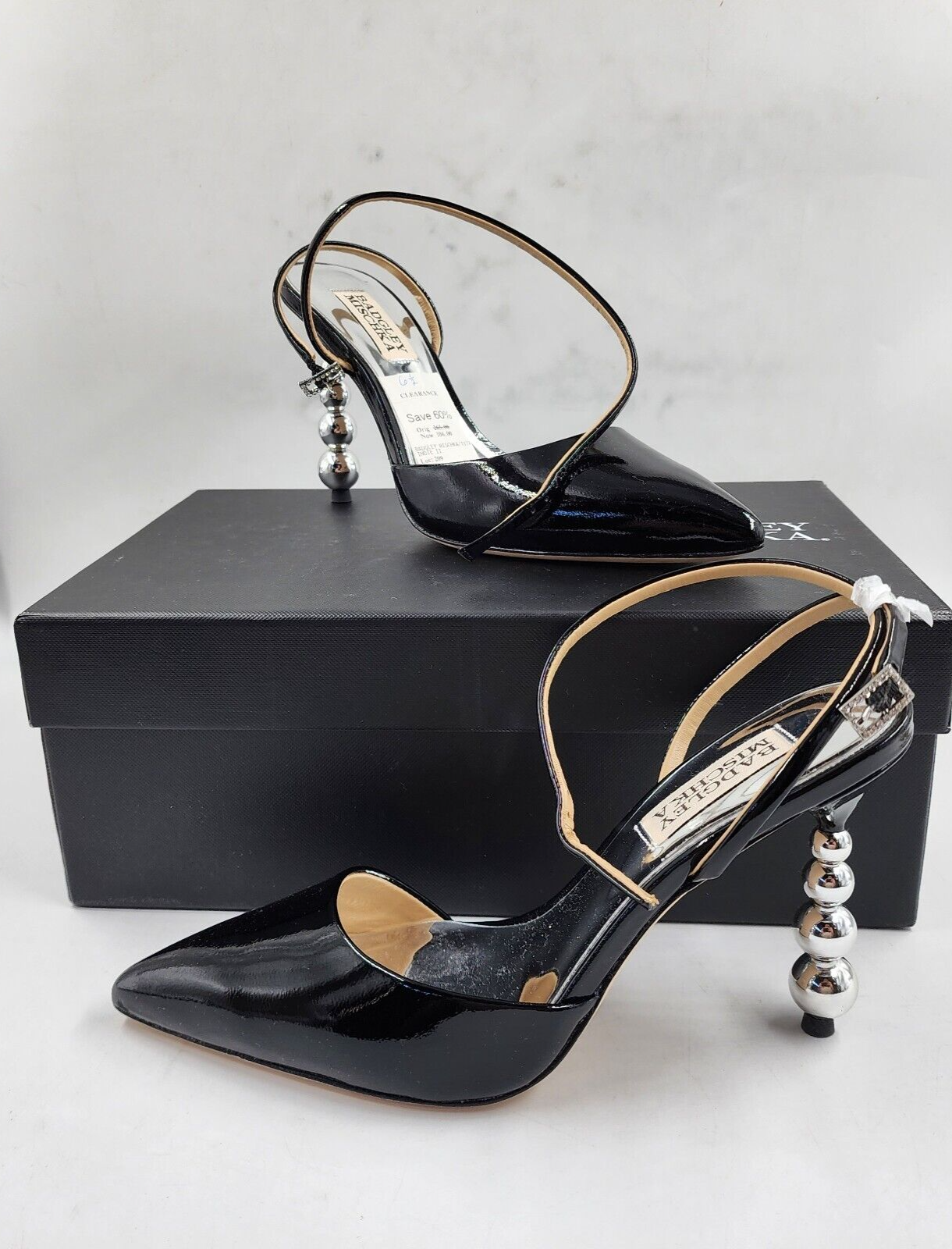 Badgley Mischka Indie II Embellished High Heel Pumps Women's 6.5 Black Pointed~ - Picture 5 of 18
