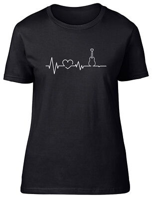 Heartbeat Ukulele Womens T-Shirt Love Uke Guitar String Instrument Ladies Tee