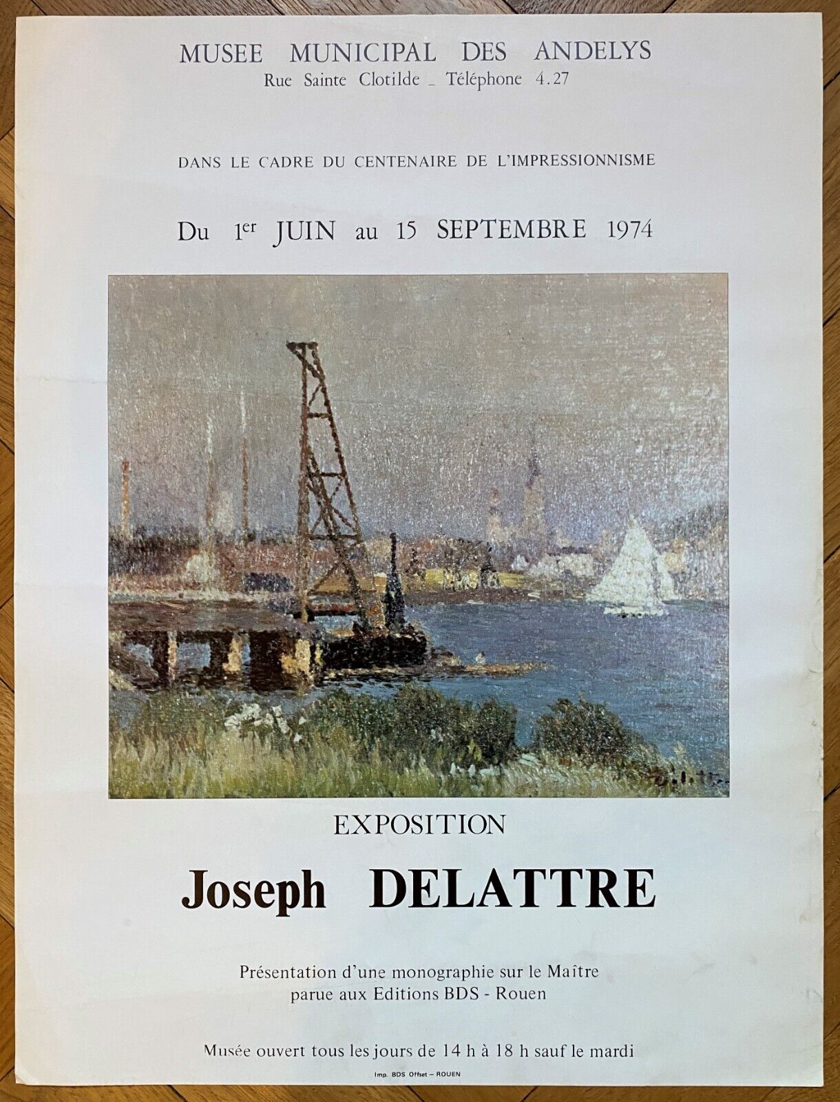 Vintage 1974 Delattre French Gallery Exhibition Poster Vintage 1974 Delattre French Gallery Exhibition Poster
