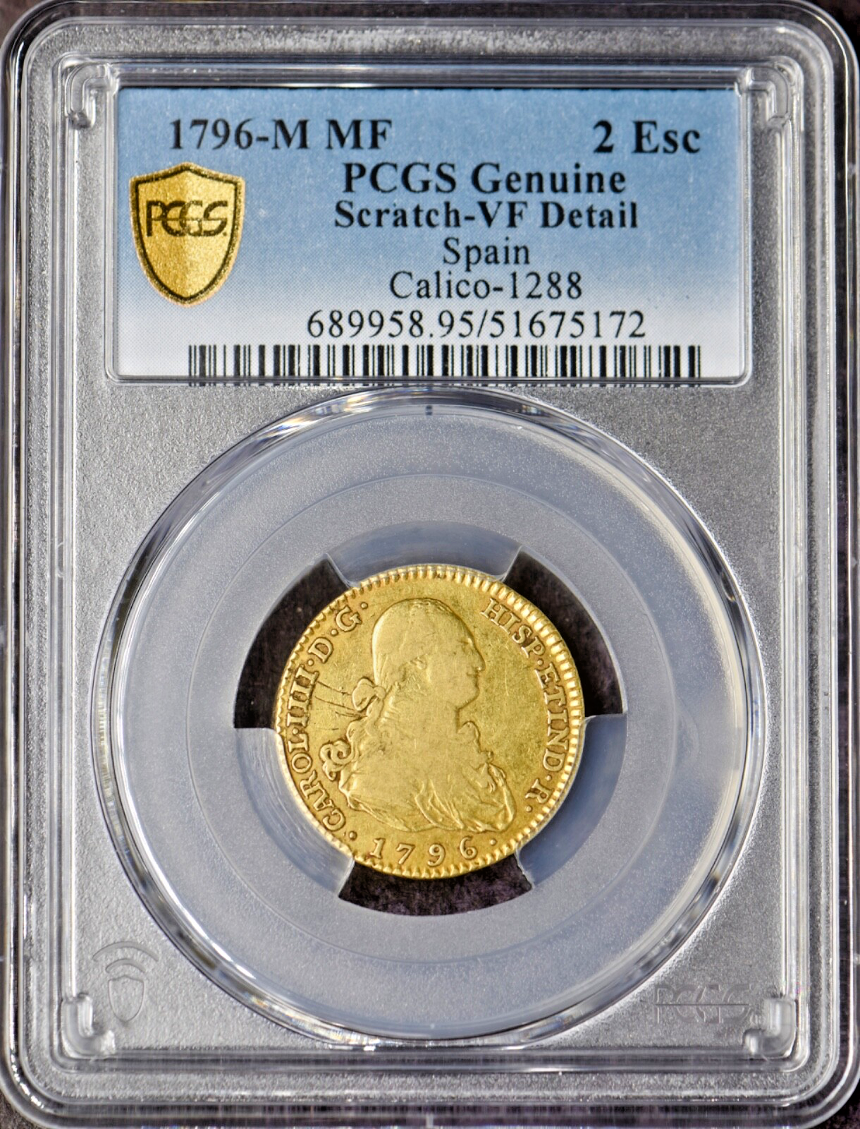 1796-M MF Spain Gold 2 Escudos - PCGS VF Details Calico-1288 - ✪COINGIANTS✪