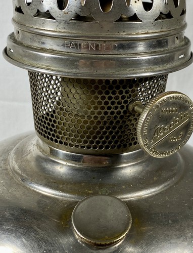 Vintage Aladdin No 9 Center Draft Nickel Plated Brass Kerosene Oil