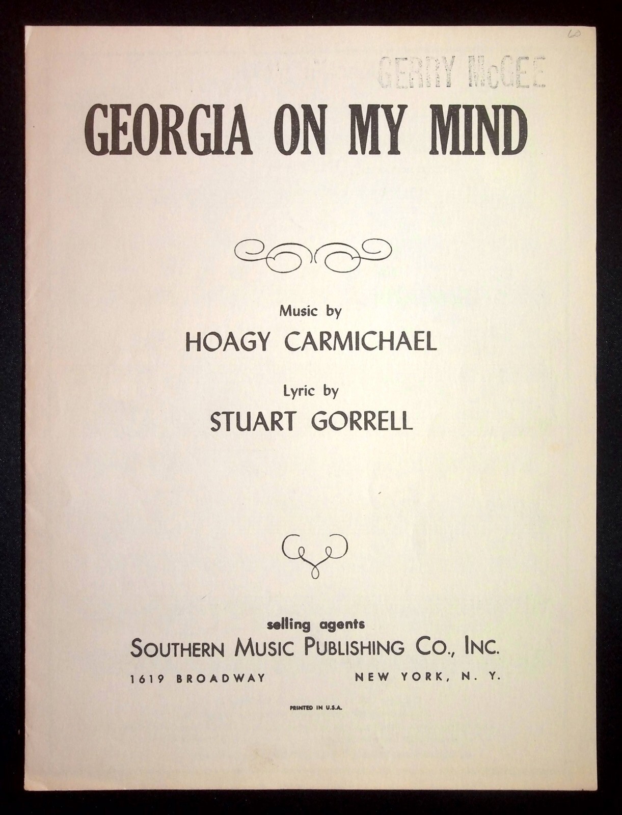 ヴォーカル＆ビッグバンド譜「GEORGIA ON MY MIND」(絶版) Georgia On My Mind アルト・サックスフィーチャー comp by