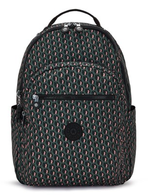 kipling Basic Print Seoul Backpack L Rucksack 3D K Pink dunkelgrün schwarz