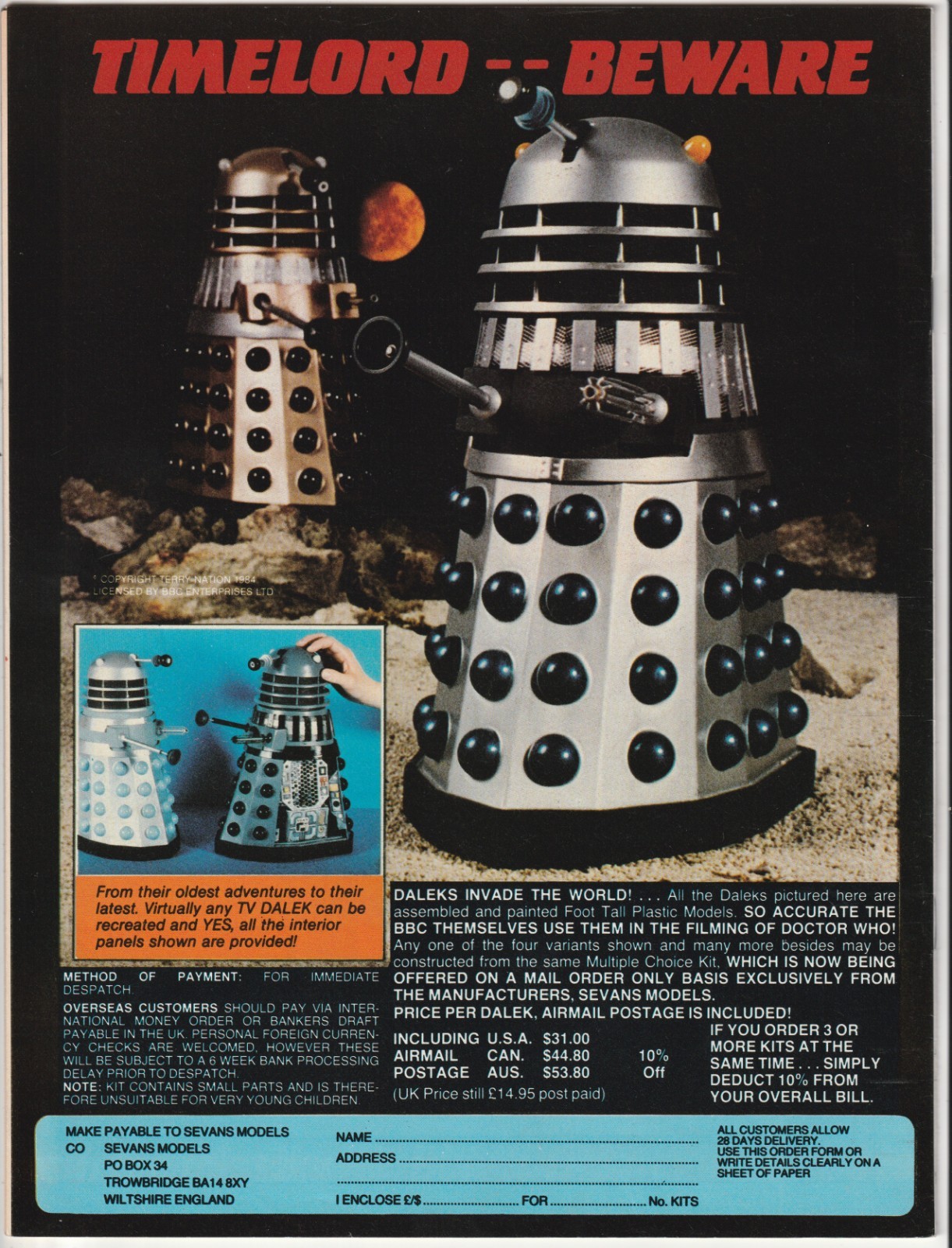 Doctor Who Mag Summer Special 1986 William Hartnell Adrienne Hill Hugh David