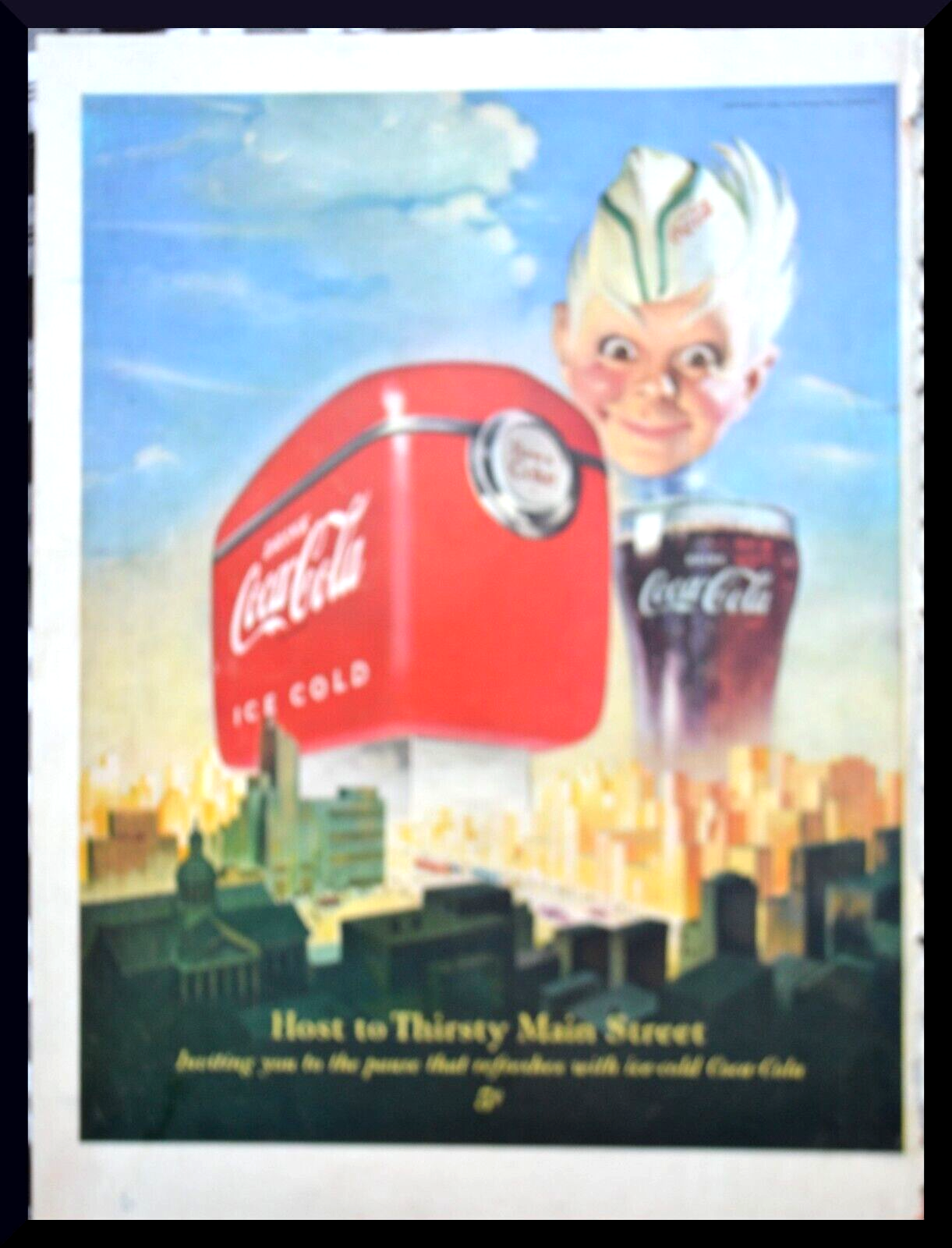 1950 Coca Cola Vintage Print Ad SPRITE BOY Host to Thirsty