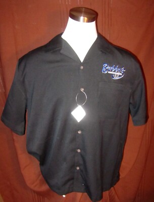 Bubba's 33 Pizza, Burgers, Beer Mens Button-Front Shirt, Black, Size XL, NEW