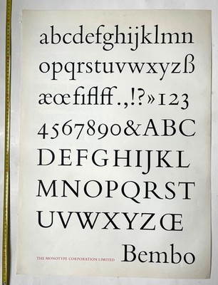 Bembo font monotype corp vintage poster