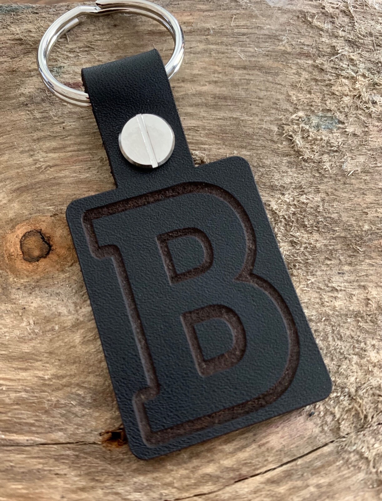 B Letter Initial Name Alphabet Leather Keyring Keychain Fob Gift Black eBay