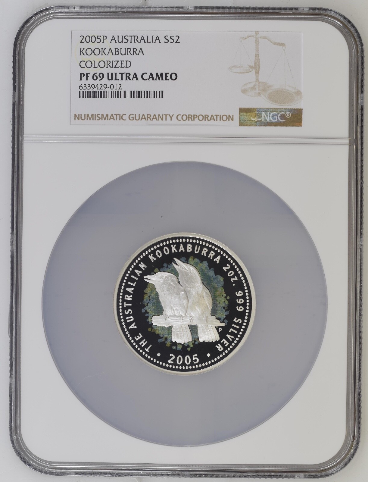 オーストラリア　2ドル銀貨　2オンス　『クーカブラ』 Australia 2005 2 Oz Proof $2 Silver Colorized Kookaburra