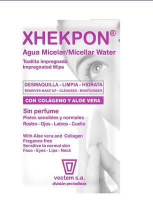 Xhekpon WIPES WITH MICELAR WATER. CASE WITH 10 TOWELS TRAVEL PRESENTATION. NEW