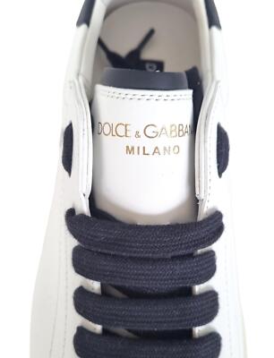 Pre-owned Dolce & Gabbana Men's Shoes Portofino Cs2203 Am779 89697 Black And White In White + Black