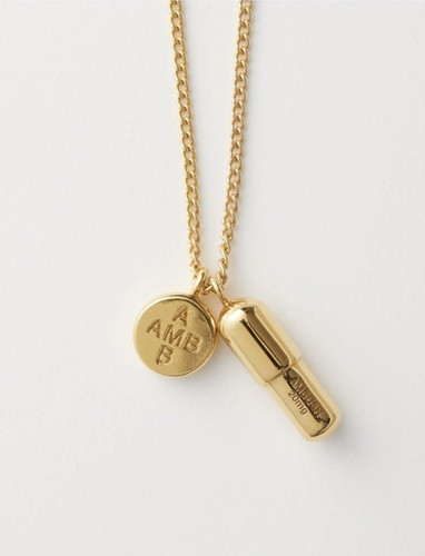 AMBUSH Gold Metal Chill Pill Charm Necklace,New In Box,One
