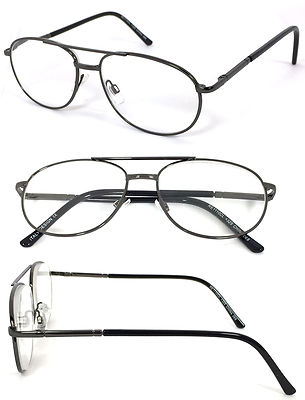 Premium Quality Metal Frame Retro Pilot Clear Lens Reader Reading Glasses